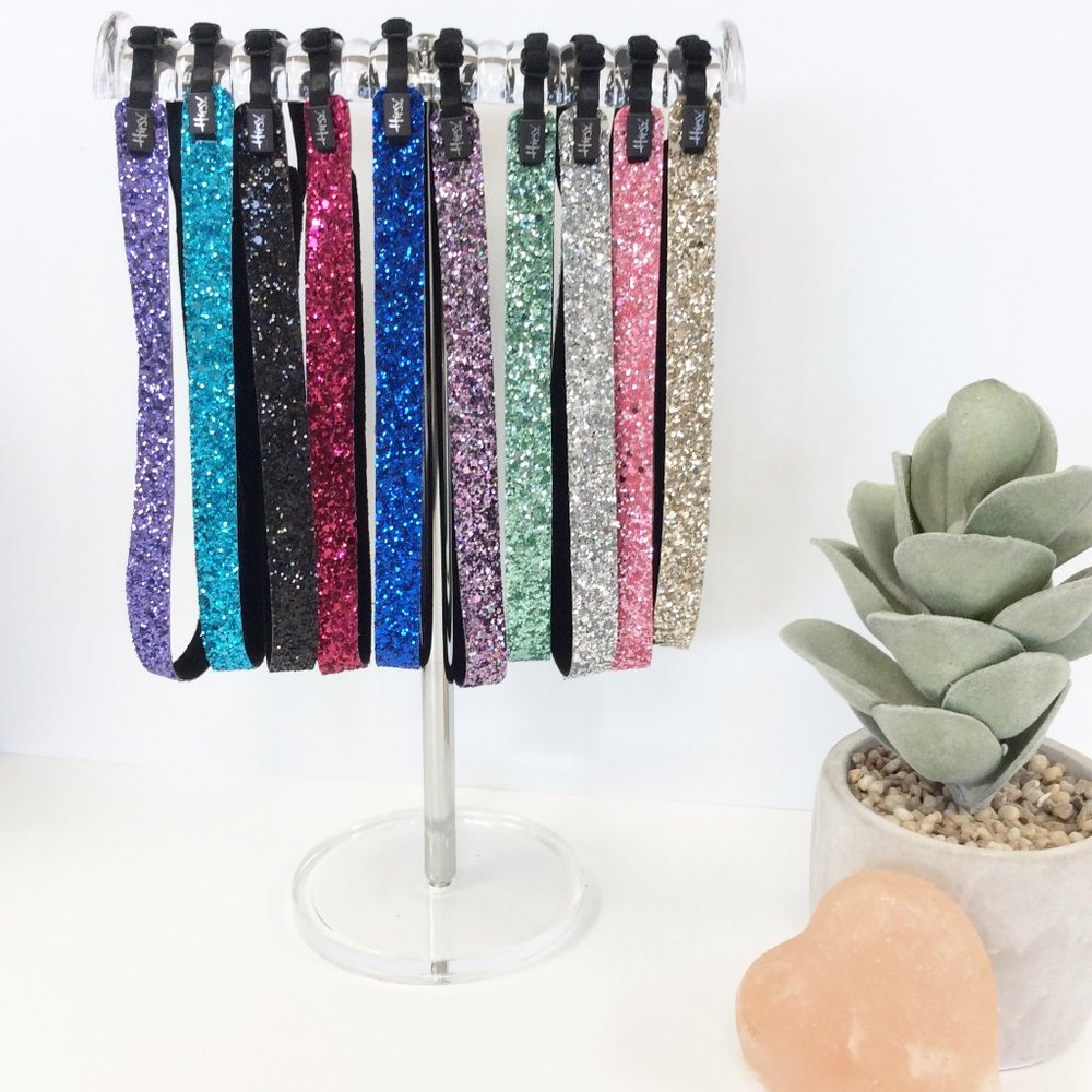Hipsy 10-pack Bling Glitter Adjustable No Slip Skinny Bold & Pastel Headbands